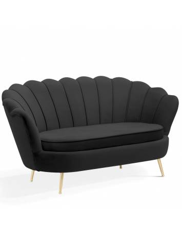Sofa MUSZELKA negru/auriu, cu tapiterie din catifea, ATR